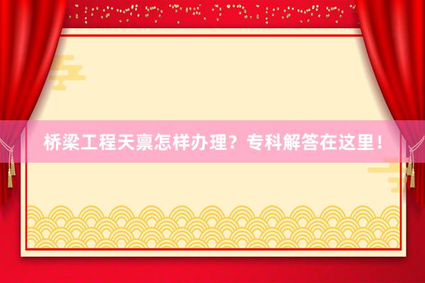 桥梁工程天禀怎样办理？专科解答在这里！